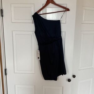 ABS By Allen Schwartz Navy One Shoulder Dress Size 2